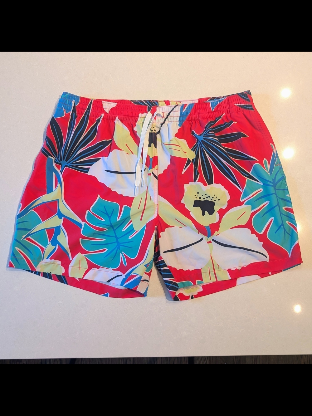 Chubbies Men's XXL 5.5in Fushcia Tropical Print Swim Shorts w/ Green Boxer Liner